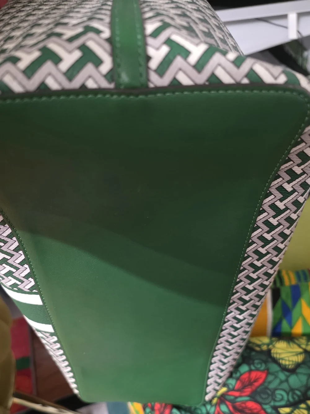 Tory Burch Green Patterned Stripe Tote Bag